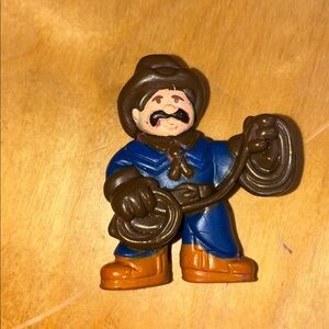 Vintage Lincoln Logs Cowboy Bill Blue Shirt Figure with lasso